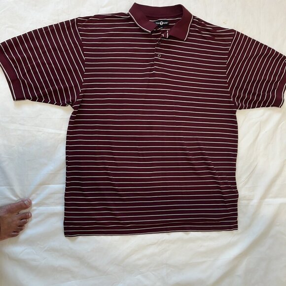 Top Flight  Brand men’s Polo T-shirt ,Size  L Maroon with stripes pre owned - Picture 3 of 14